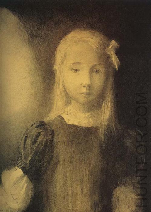 Wikoo.org - موسوعة الفنون الجميلة - اللوحة، العمل الفني Odilon Redon - Portrait Of Mademoiselle Jeanne Roberte De Democry