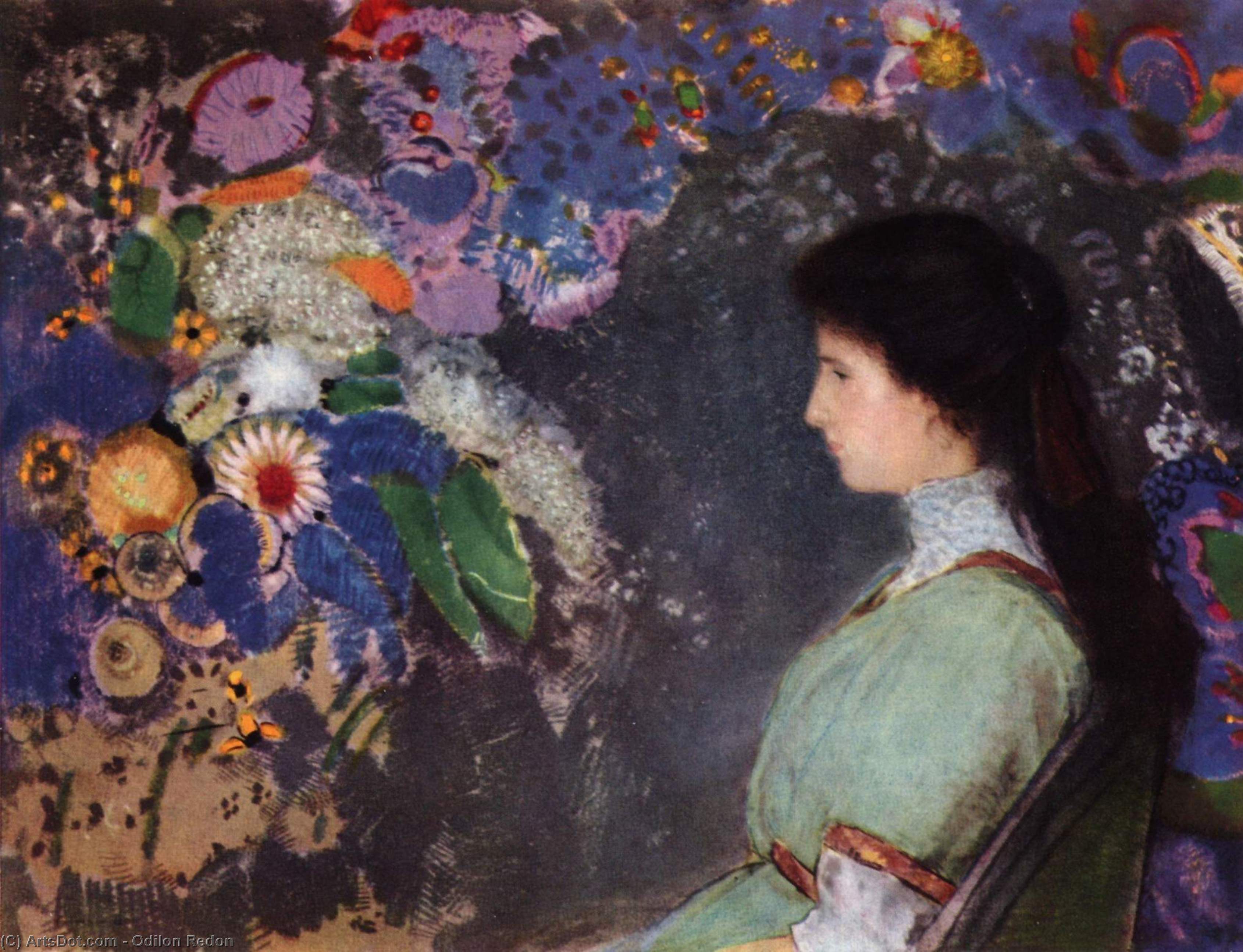 Wikioo.org - The Encyclopedia of Fine Arts - Painting, Artwork by Odilon Redon - Portrait of Violette Heymann