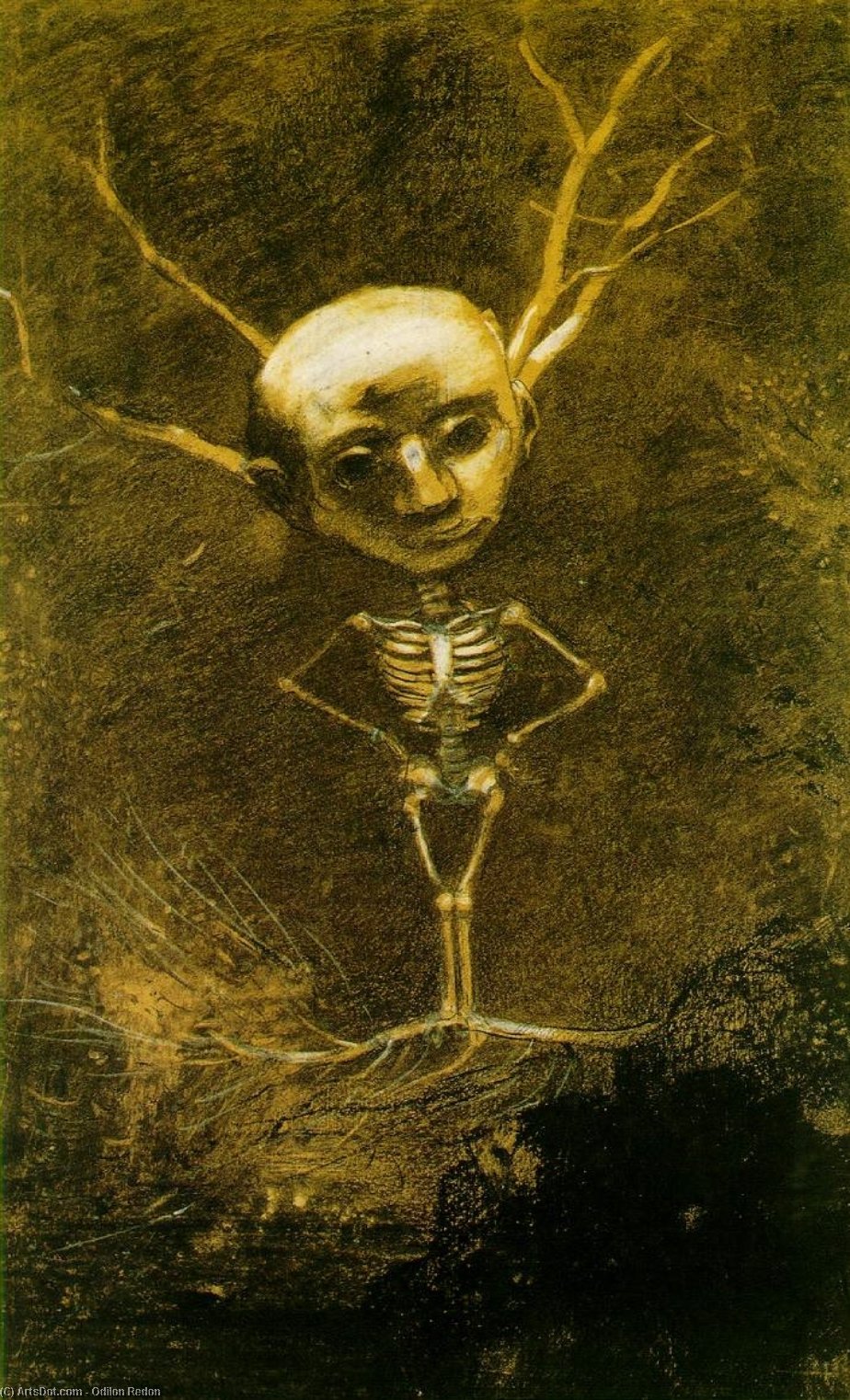 Wikioo.org - The Encyclopedia of Fine Arts - Painting, Artwork by Odilon Redon - Spirit of the Forest (Specter from a Giant Tree)
