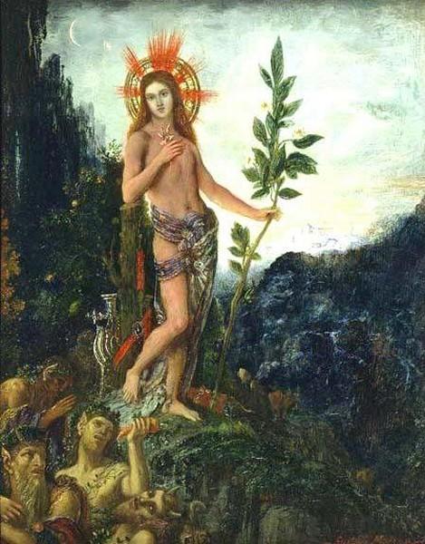 Wikioo.org - The Encyclopedia of Fine Arts - Painting, Artwork by Gustave Moreau - Apollon Recevant les Offrandes des Bergers