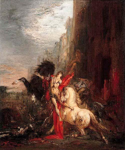 WikiOO.org - Güzel Sanatlar Ansiklopedisi - Resim, Resimler Gustave Moreau - Diomedes devorado por sus caballos (Diomedes devoured by his horses)