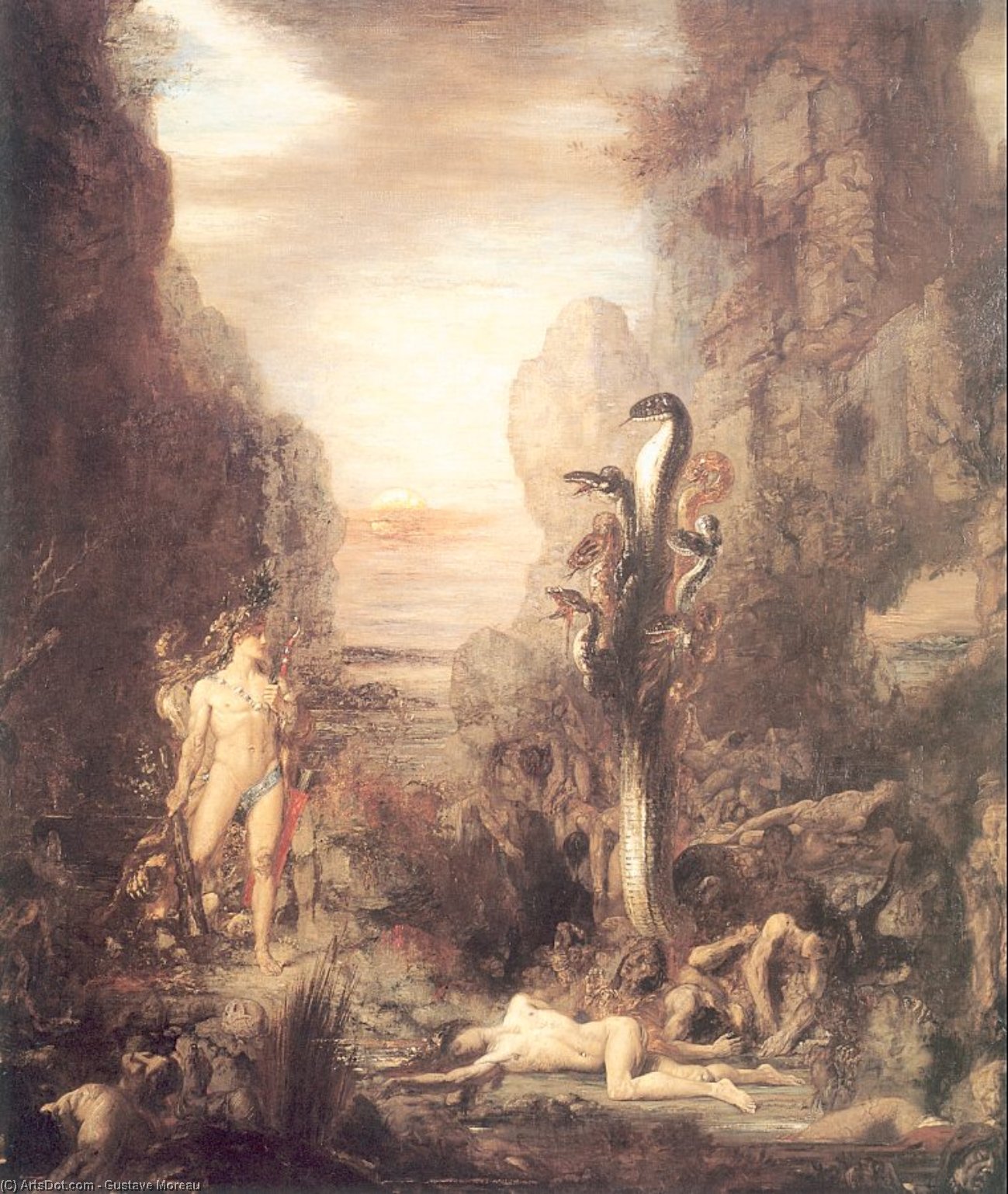 Wikioo.org - The Encyclopedia of Fine Arts - Painting, Artwork by Gustave Moreau - Hercules and the Lernaean Hydra