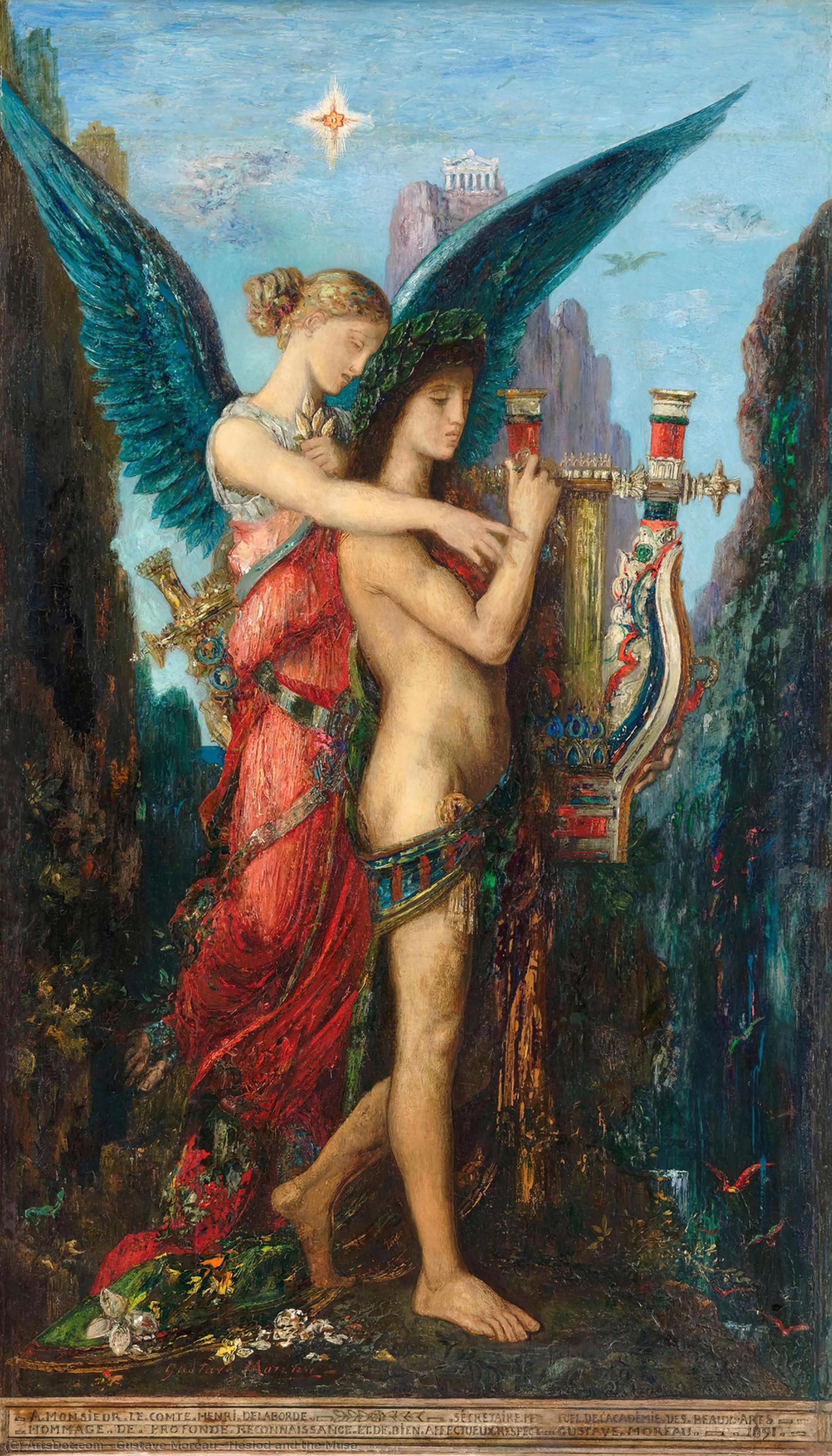 Wikioo.org – L'Encyclopédie des Beaux Arts - Peinture, Oeuvre de Gustave Moreau - Hésiode et l Muse