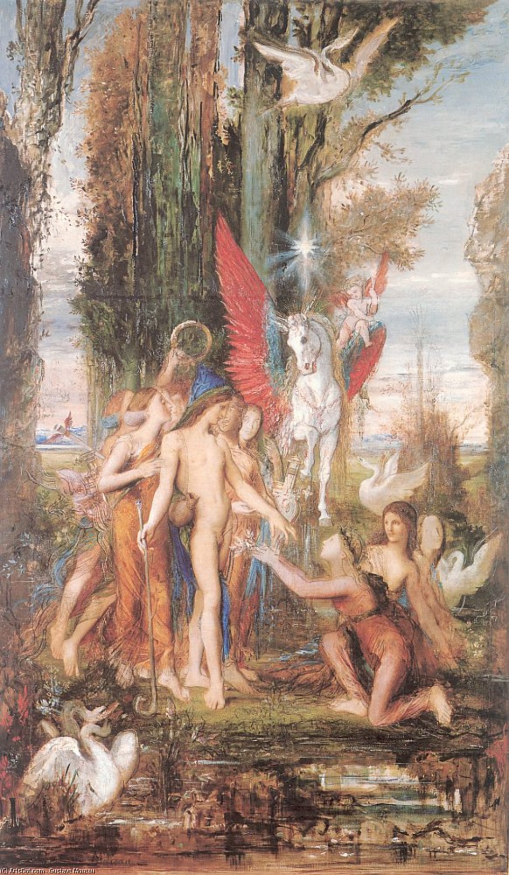 Wikioo.org - The Encyclopedia of Fine Arts - Painting, Artwork by Gustave Moreau - Hesiod and the Muses