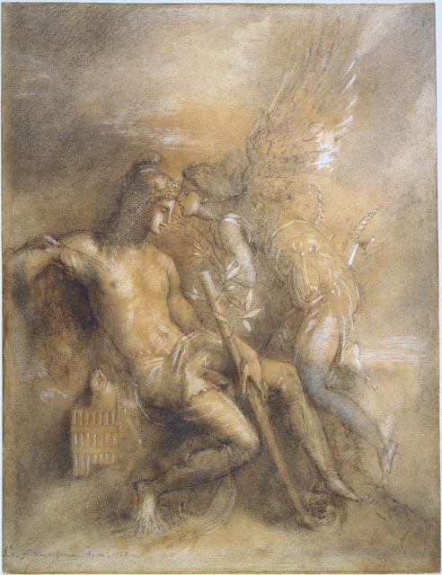 Wikioo.org - The Encyclopedia of Fine Arts - Painting, Artwork by Gustave Moreau - Hesiod and the Muse_