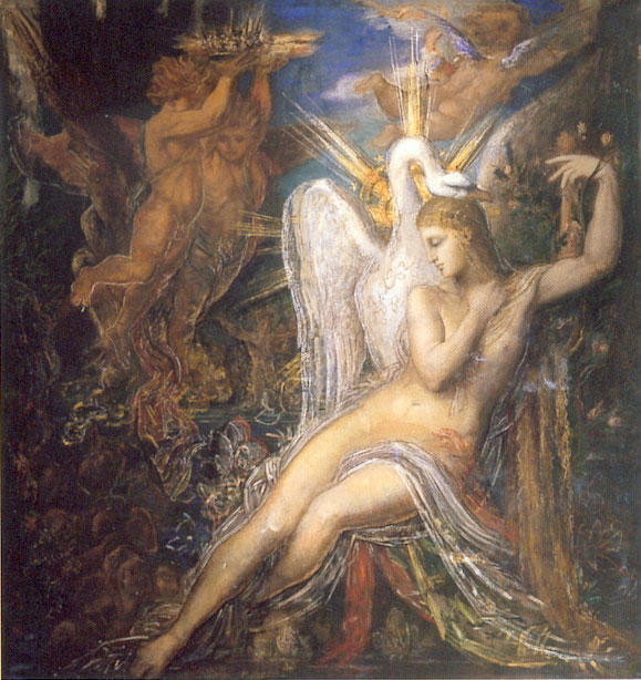 Wikioo.org - The Encyclopedia of Fine Arts - Painting, Artwork by Gustave Moreau - Leda and the Swan