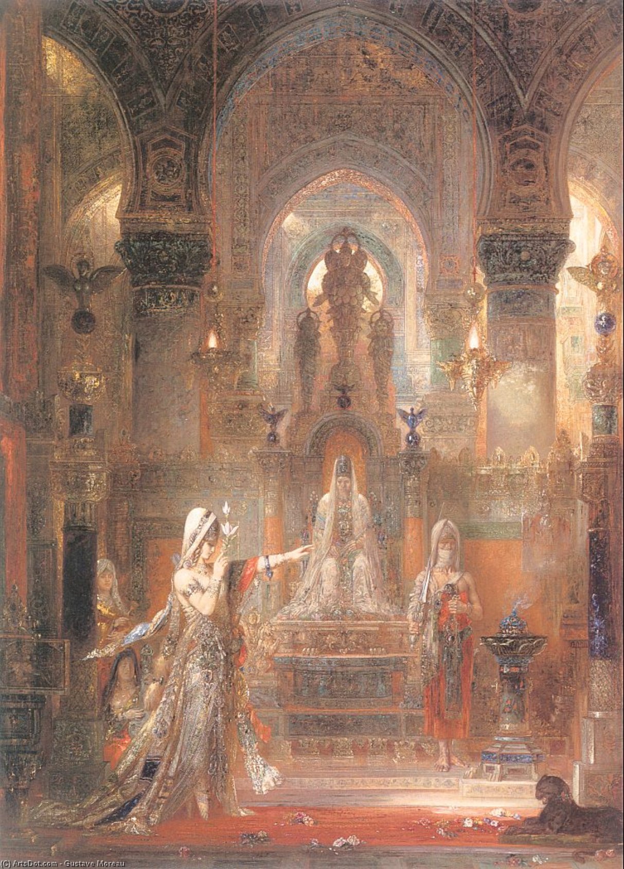 Wikoo.org - موسوعة الفنون الجميلة - اللوحة، العمل الفني Gustave Moreau - Salomé Dancing before Herod