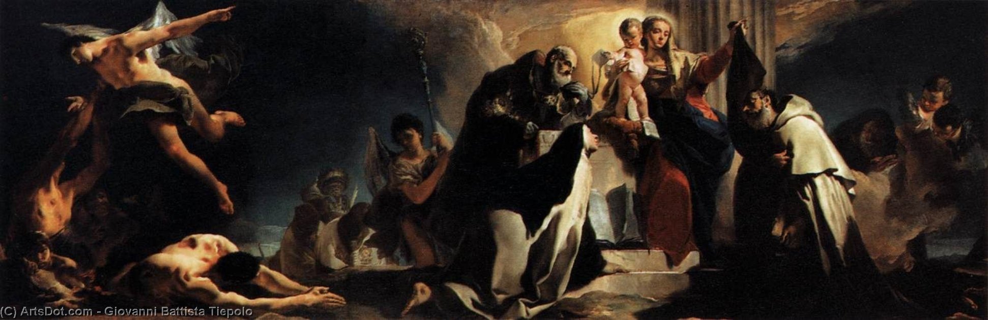 Wikioo.org – L'Encyclopédie des Beaux Arts - Peinture, Oeuvre de Giovanni Battista Tiepolo - la vierge du carmel et les âmes du purgatoire