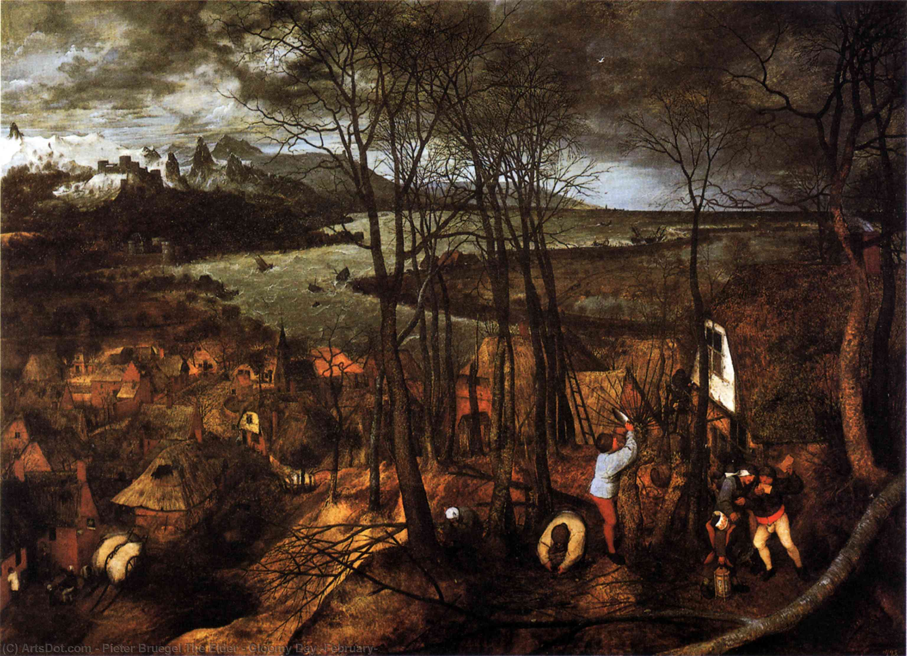 Wikioo.org - สารานุกรมวิจิตรศิลป์ - จิตรกรรม Pieter Bruegel The Elder - Gloomy Day (February)