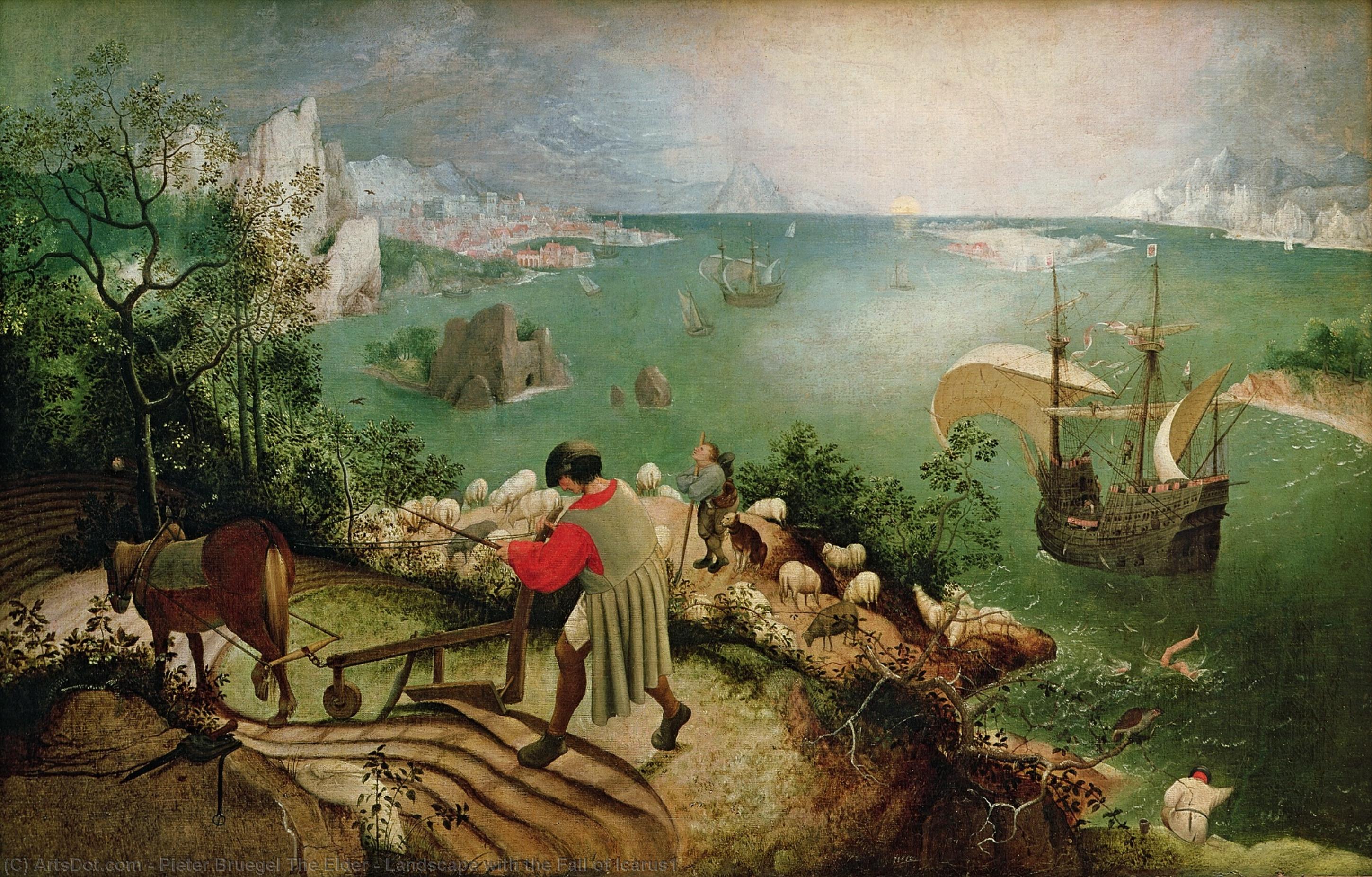 Wikioo.org - The Encyclopedia of Fine Arts - Painting, Artwork by Pieter Bruegel The Elder - Landscape with the Fall of Icarus1