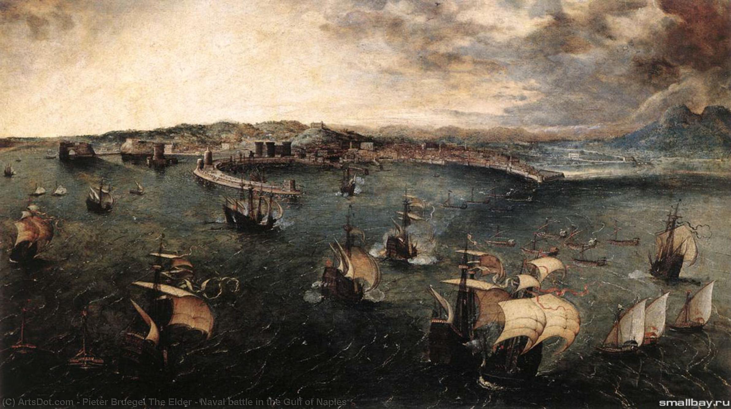 Wikioo.org – La Enciclopedia de las Bellas Artes - Pintura, Obras de arte de Pieter Bruegel The Elder - Batalla naval en el Golfo de Nápoles