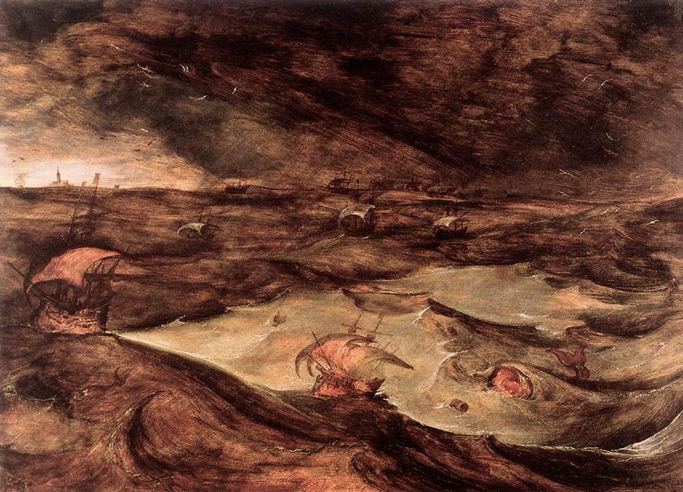 Wikioo.org – La Enciclopedia de las Bellas Artes - Pintura, Obras de arte de Pieter Bruegel The Elder - tormenta de los casos mar