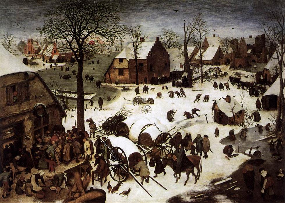WikiOO.org - Encyclopedia of Fine Arts - Schilderen, Artwork Pieter Bruegel The Elder - The Census at Bethlehem