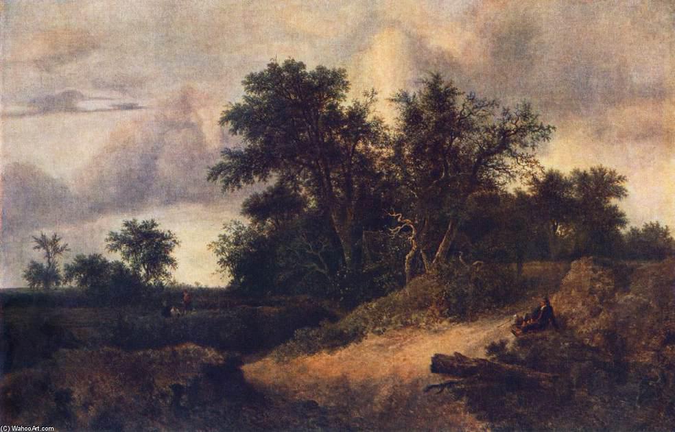 WikiOO.org – 美術百科全書 - 繪畫，作品 Jacob Isaakszoon Van Ruisdael (Ruysdael) - 景观与格罗夫的房子