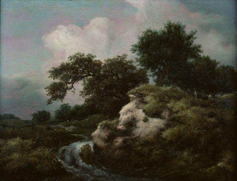 Wikioo.org - The Encyclopedia of Fine Arts - Painting, Artwork by Jacob Isaakszoon Van Ruisdael (Ruysdael) - Landscape with Dune and Small Waterfall