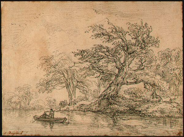 Wikioo.org - The Encyclopedia of Fine Arts - Painting, Artwork by Jacob Isaakszoon Van Ruisdael (Ruysdael) - Old Trees along a Bank