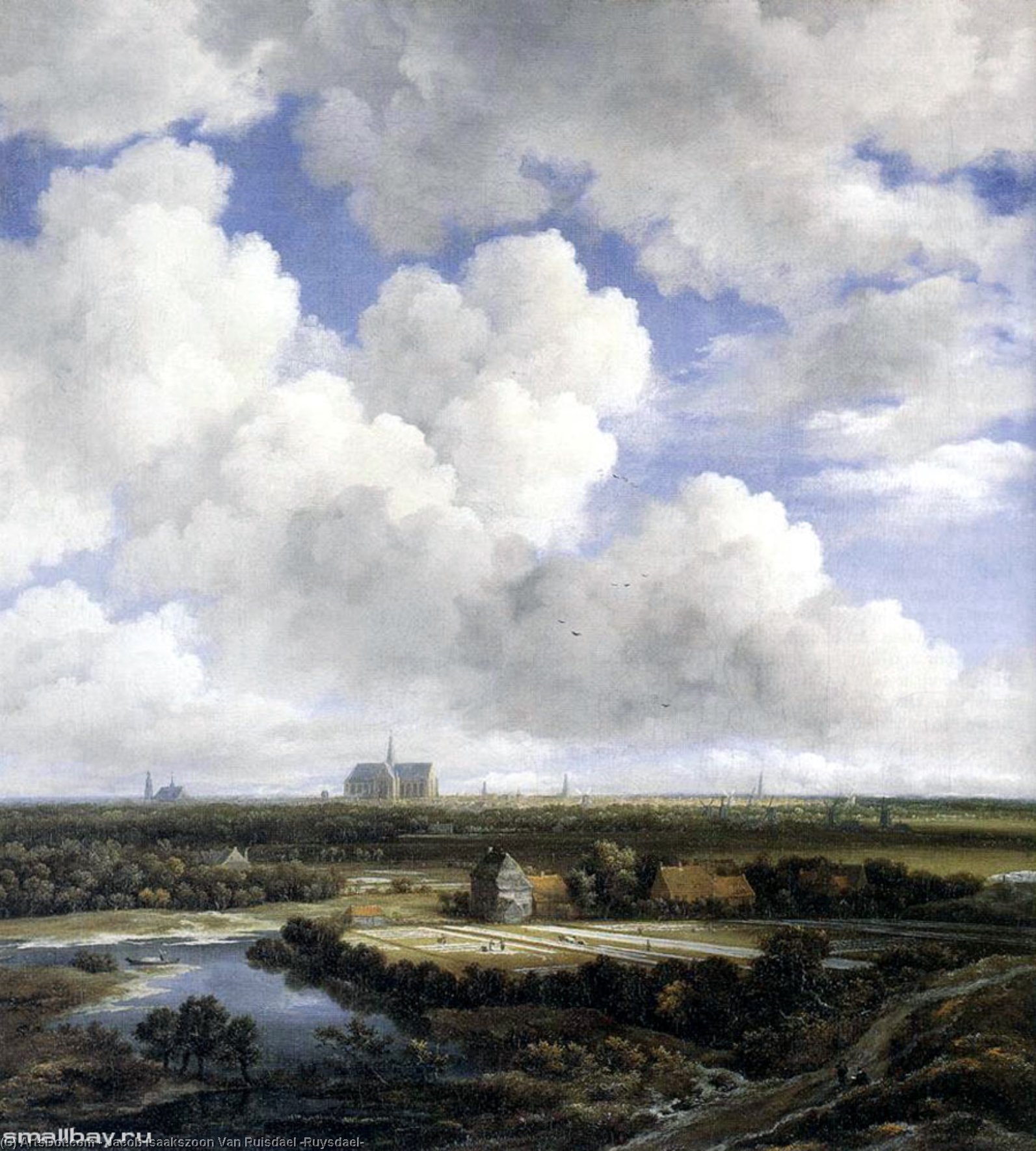 Wikioo.org - The Encyclopedia of Fine Arts - Painting, Artwork by Jacob Isaakszoon Van Ruisdael (Ruysdael) - View of Haarlem with Bleaching Grounds