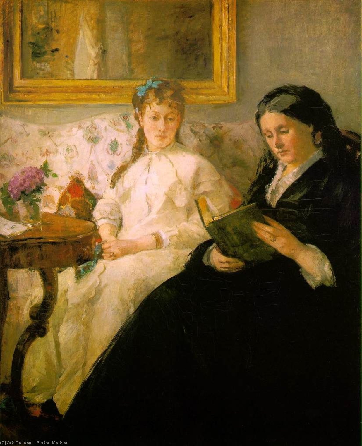 Wikioo.org - The Encyclopedia of Fine Arts - Painting, Artwork by Berthe Morisot - La lecture (Reading, The Mother and Sister Edma of the Artist)