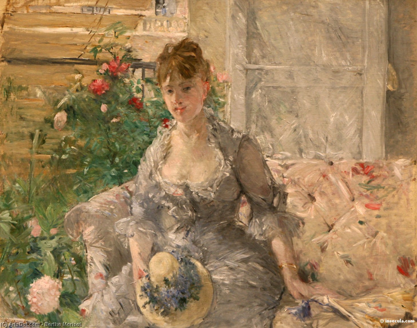 Wikioo.org - The Encyclopedia of Fine Arts - Painting, Artwork by Berthe Morisot - Young Woman Seated on a Sofa