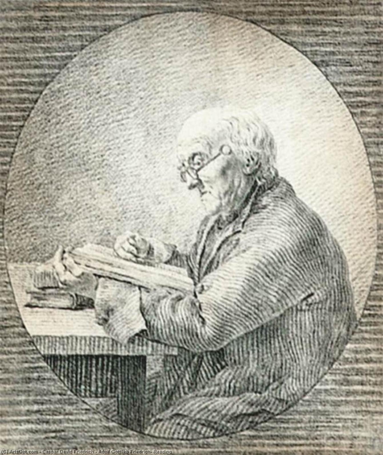 WikiOO.org - Encyclopedia of Fine Arts - Målning, konstverk Caspar David Friedrich - Adolf Gottlieb Friedrich, Reading