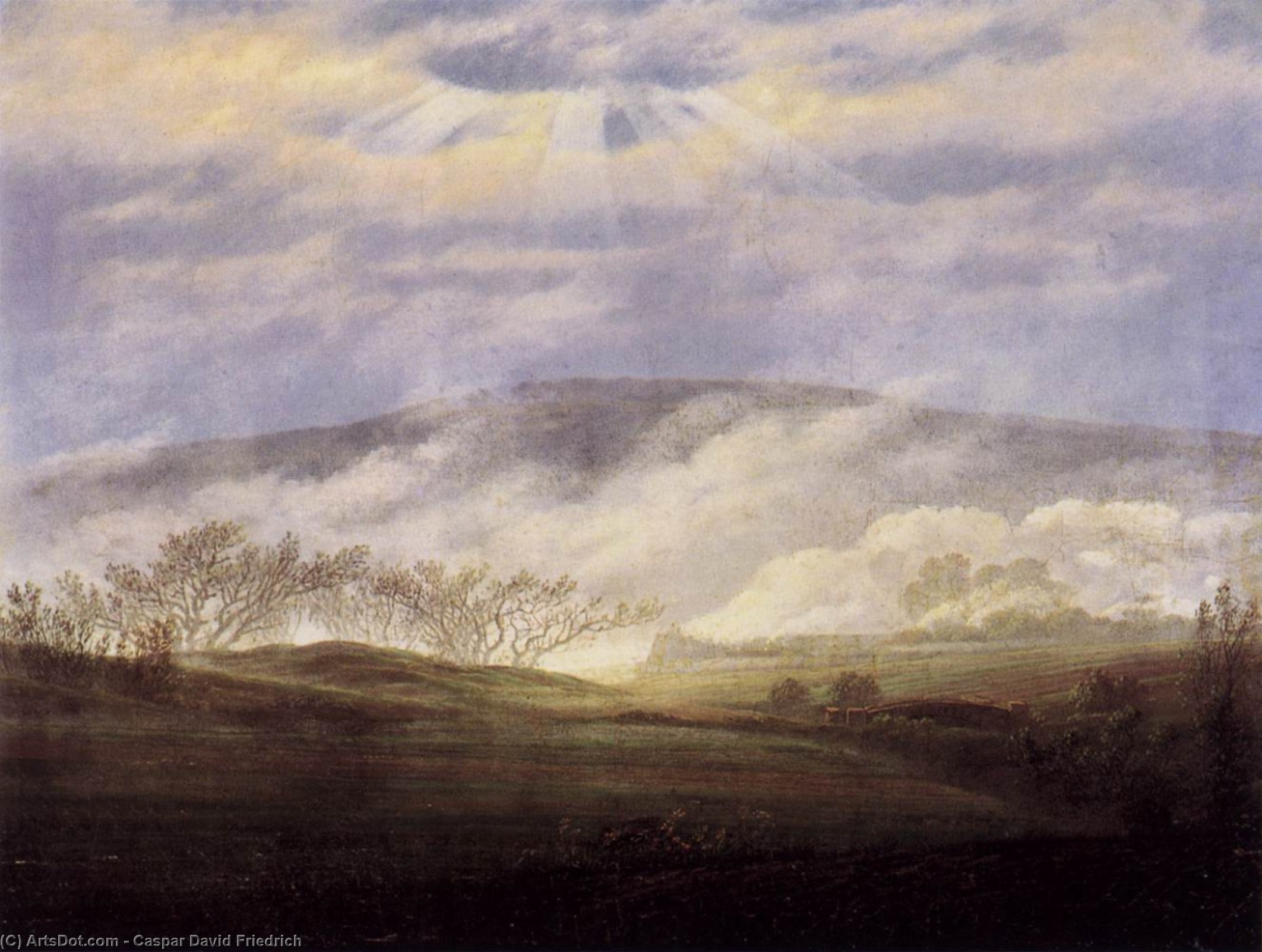 WikiOO.org - Encyclopedia of Fine Arts - Lukisan, Artwork Caspar David Friedrich - Fog in the Elbe Valley