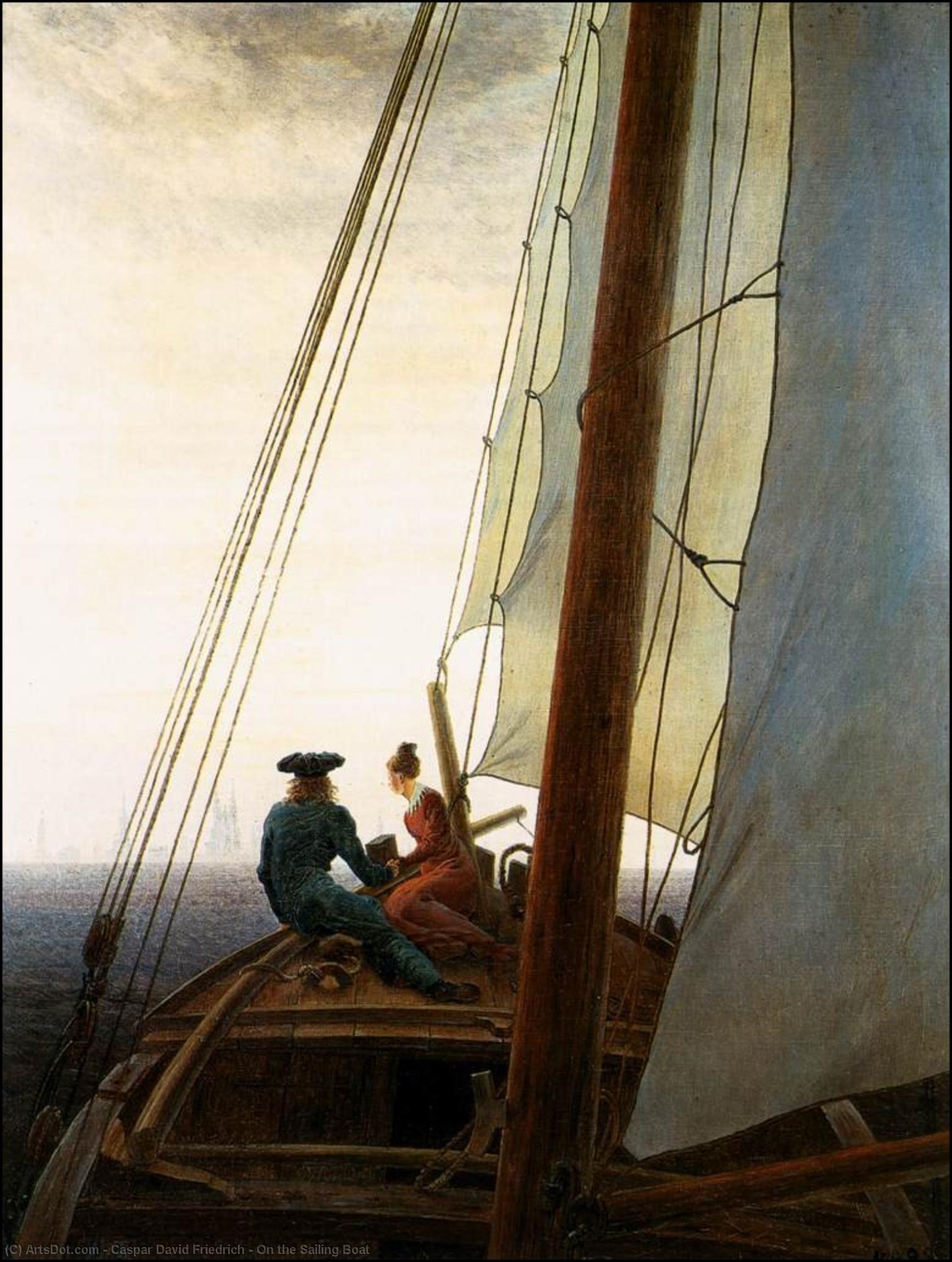 Wikoo.org - موسوعة الفنون الجميلة - اللوحة، العمل الفني Caspar David Friedrich - On the Sailing Boat