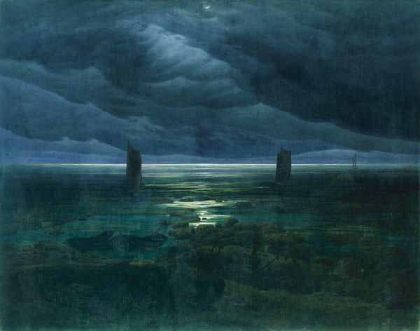 Wikioo.org - The Encyclopedia of Fine Arts - Painting, Artwork by Caspar David Friedrich - Seashore by Moonlight