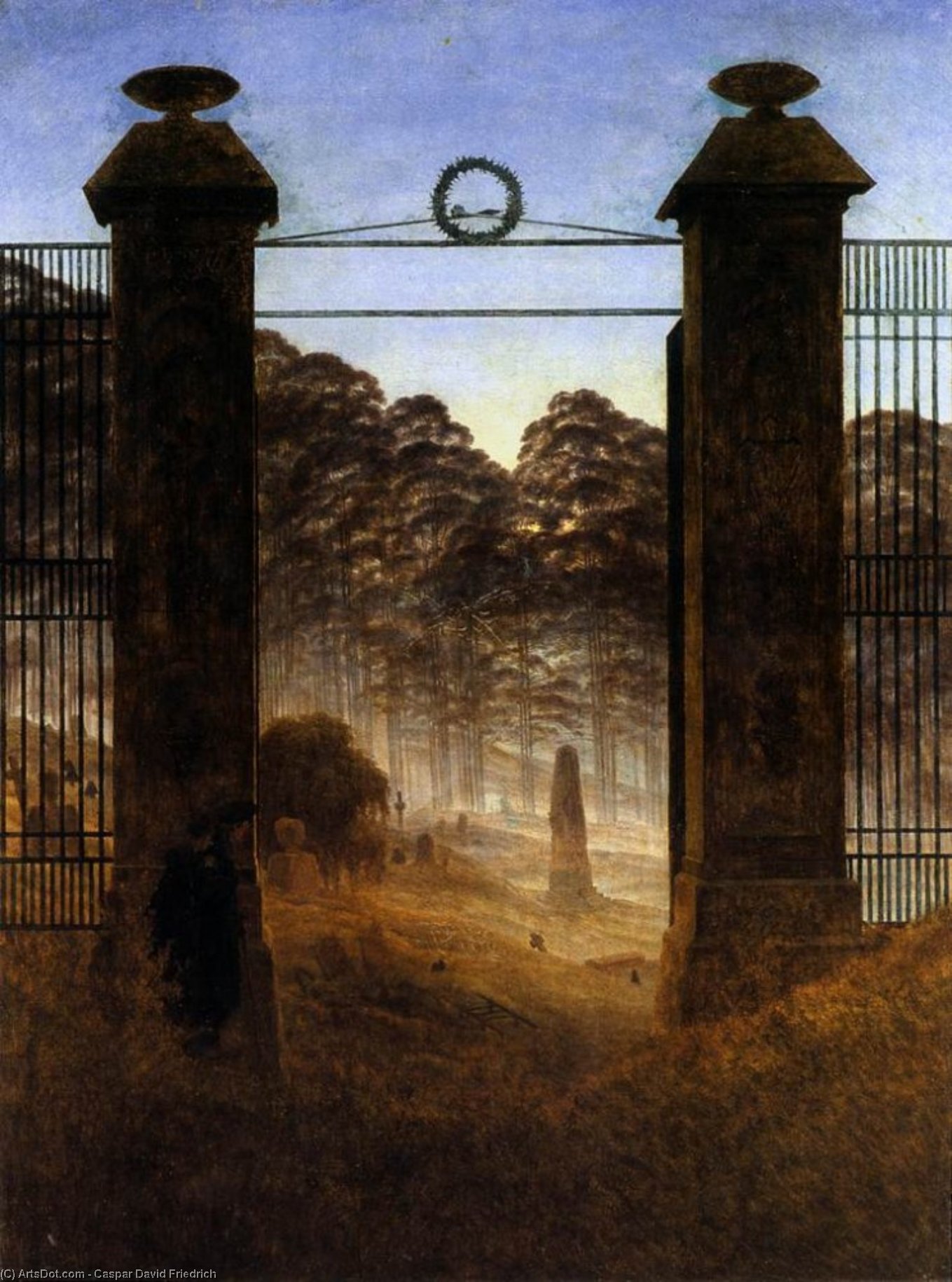 WikiOO.org - Encyclopedia of Fine Arts - Lukisan, Artwork Caspar David Friedrich - The Cemetery Entrance