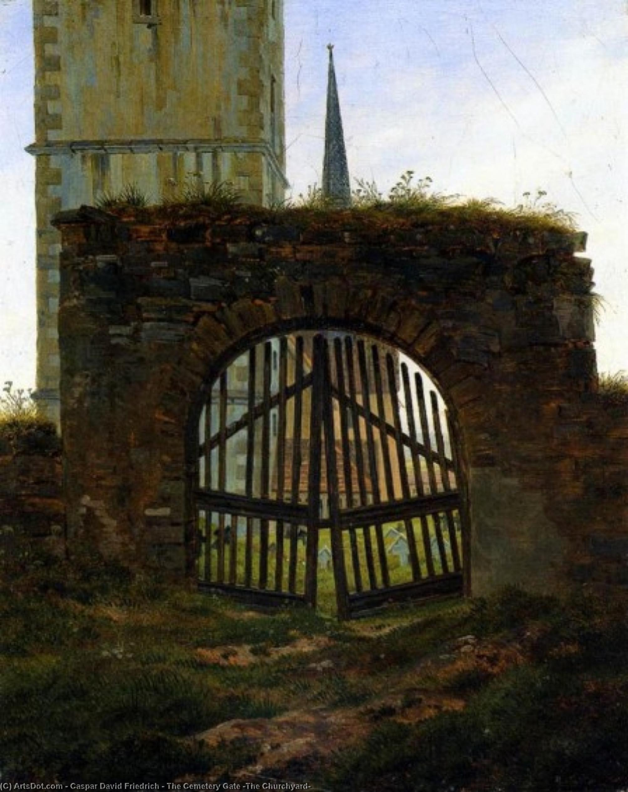 Wikioo.org - The Encyclopedia of Fine Arts - Painting, Artwork by Caspar David Friedrich - The Cemetery Gate (The Churchyard)