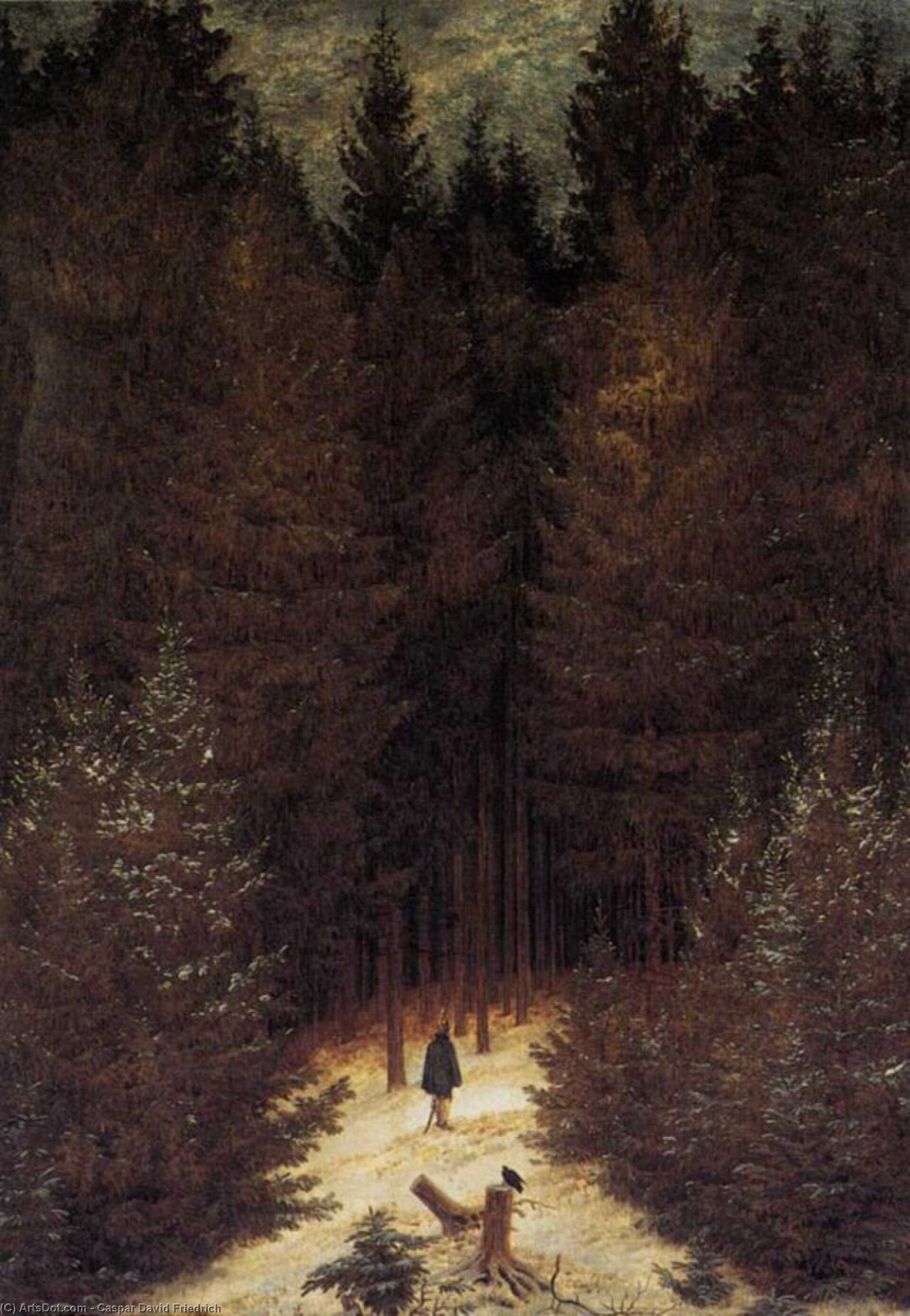 Wikioo.org - Bách khoa toàn thư về mỹ thuật - Vẽ tranh, Tác phẩm nghệ thuật Caspar David Friedrich - The Chasseur in the Forest