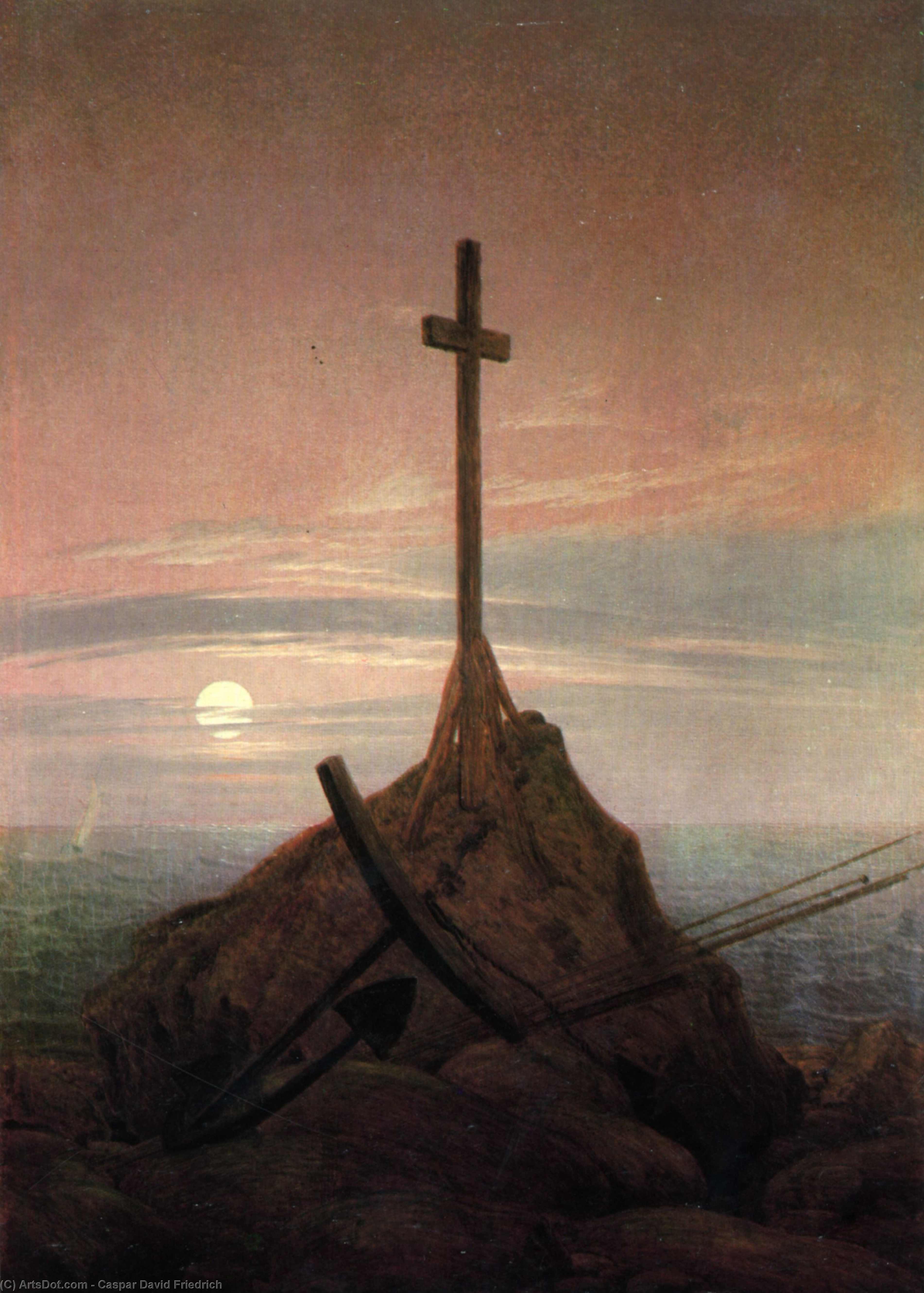 Wikioo.org - The Encyclopedia of Fine Arts - Painting, Artwork by Caspar David Friedrich - The Cross Beside The Baltic