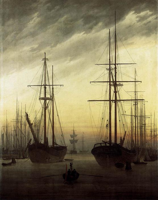 Wikioo.org - The Encyclopedia of Fine Arts - Painting, Artwork by Caspar David Friedrich - View of a Harbour