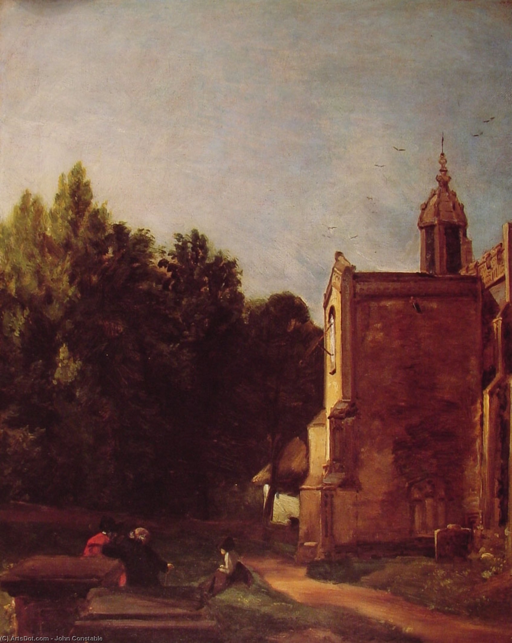 Wikioo.org - สารานุกรมวิจิตรศิลป์ - จิตรกรรม John Constable - A Church Porch