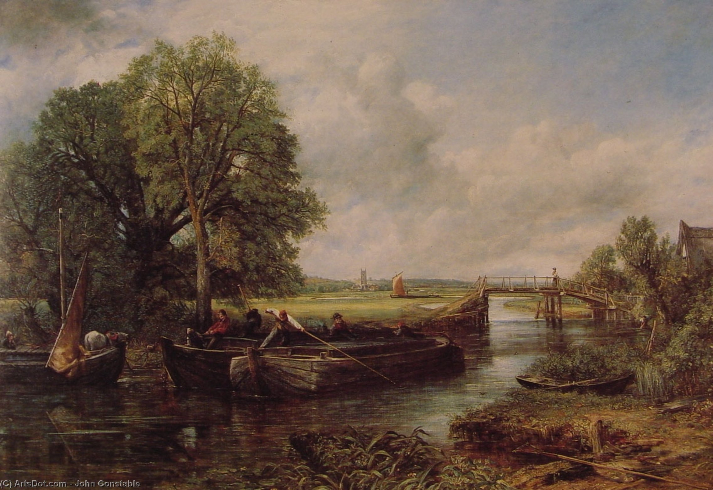 WikiOO.org - אנציקלופדיה לאמנויות יפות - ציור, יצירות אמנות John Constable - A View On The Stour Near Dedham