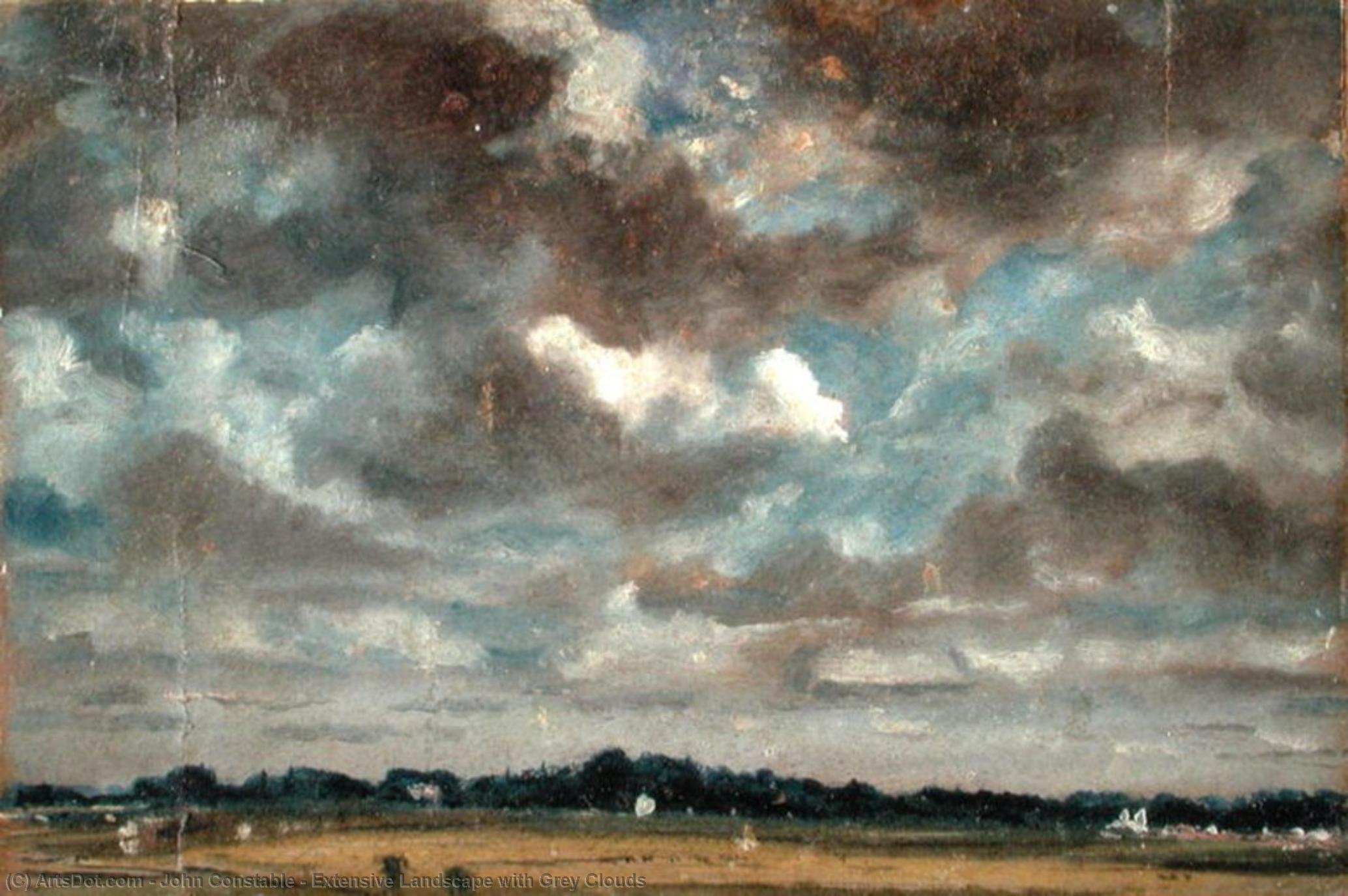 Wikioo.org - The Encyclopedia of Fine Arts - Painting, Artwork by John Constable - Extensive Landscape with Grey Clouds