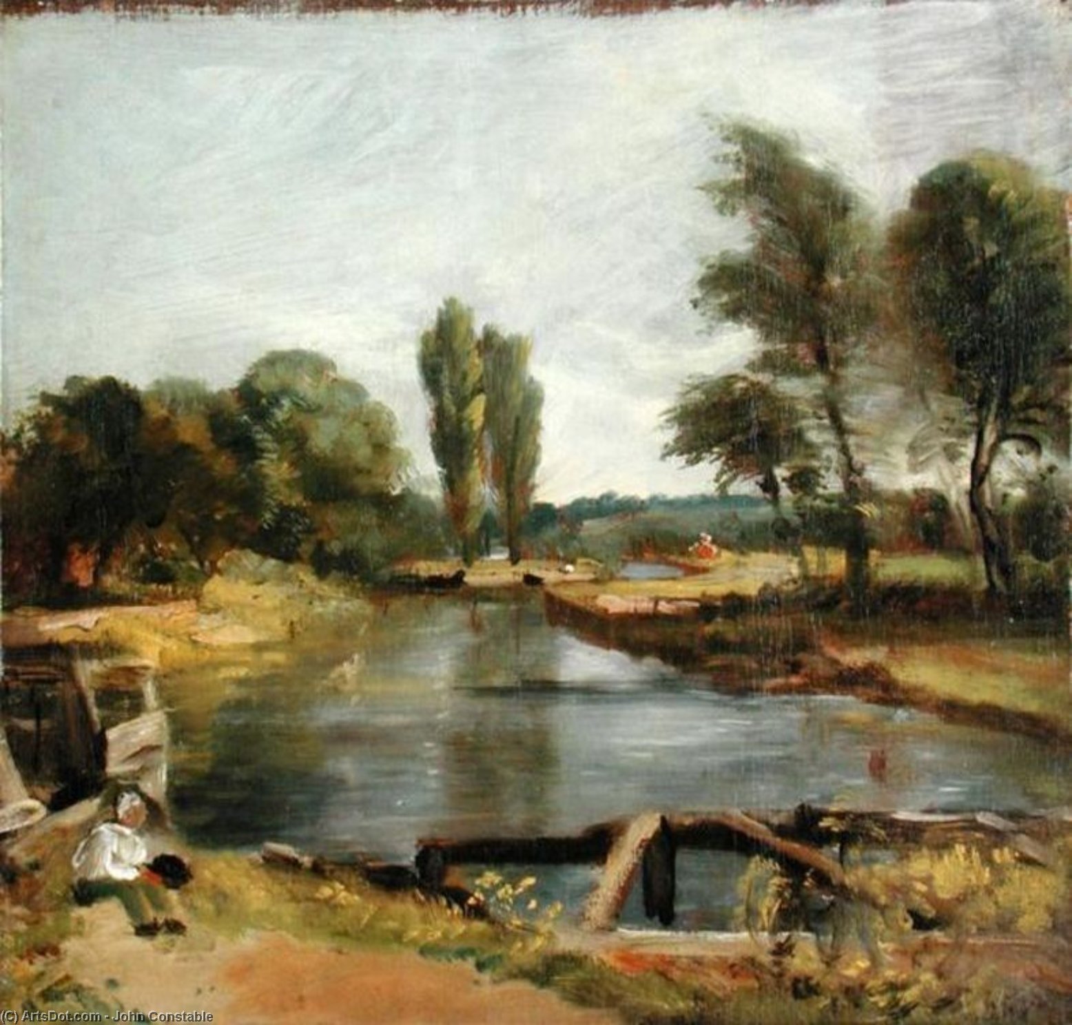 Wikioo.org - Bách khoa toàn thư về mỹ thuật - Vẽ tranh, Tác phẩm nghệ thuật John Constable - Flatford Lock