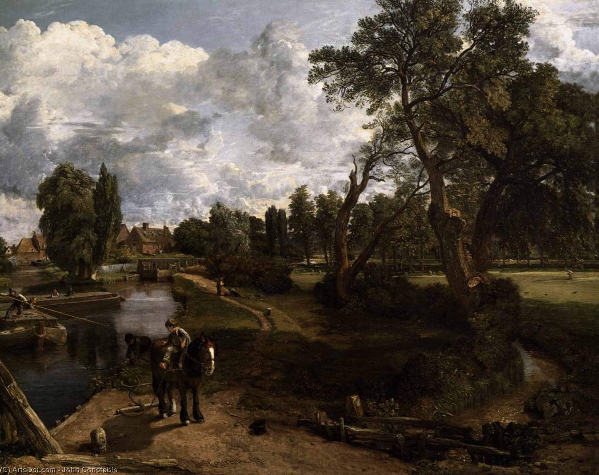 WikiOO.org - Encyclopedia of Fine Arts - Maleri, Artwork John Constable - Flatford Mill