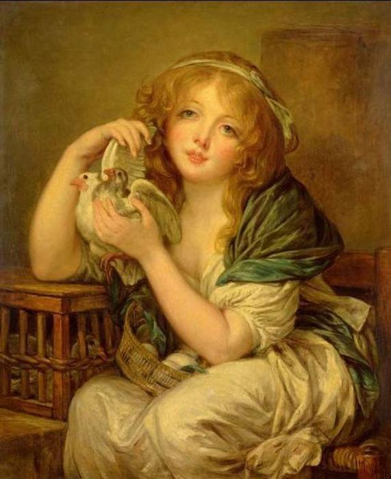 WikiOO.org - Encyclopedia of Fine Arts - Schilderen, Artwork John Constable - Girl with the Doves