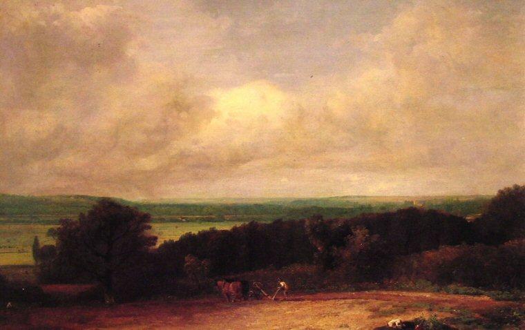 Wikioo.org - The Encyclopedia of Fine Arts - Painting, Artwork by John Constable - Landscape Ploughing Scene In Suffolk