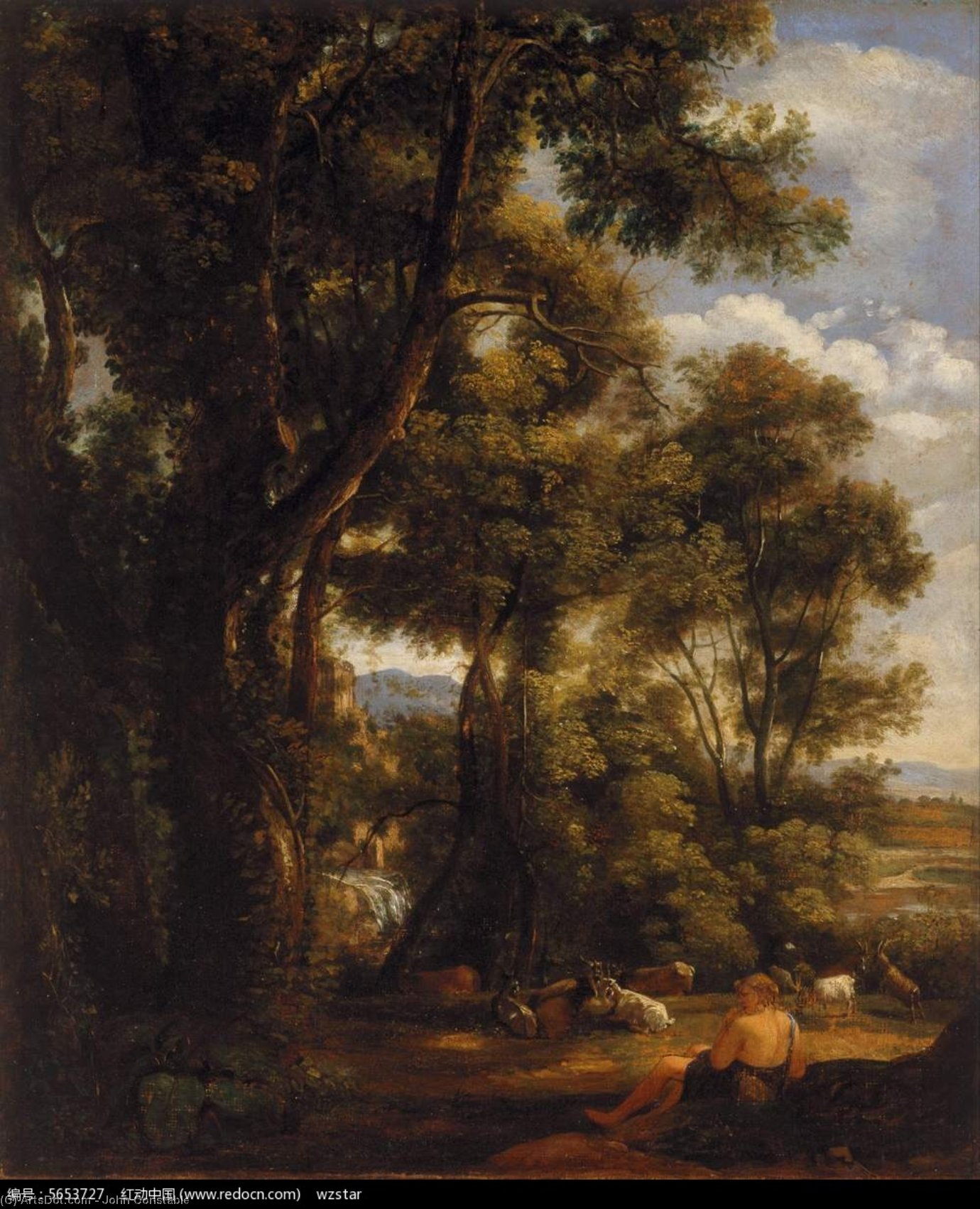 Wikioo.org – L'Enciclopedia delle Belle Arti - Pittura, Opere di John Constable - Paesaggio con Goatherd e le  capre