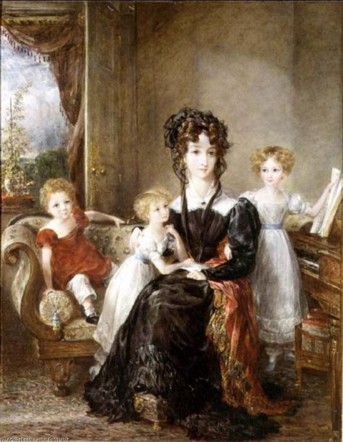 WikiOO.org - 百科事典 - 絵画、アートワーク John Constable - エリザベスリーと彼女の子供たちの肖像