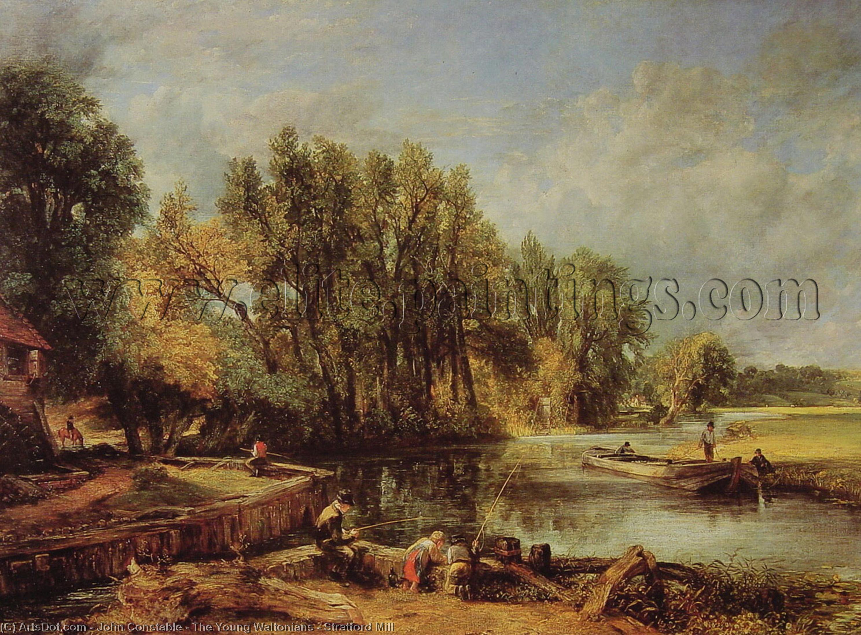 WikiOO.org - Encyclopedia of Fine Arts - Maľba, Artwork John Constable - The Young Waltonians - Stratford Mill