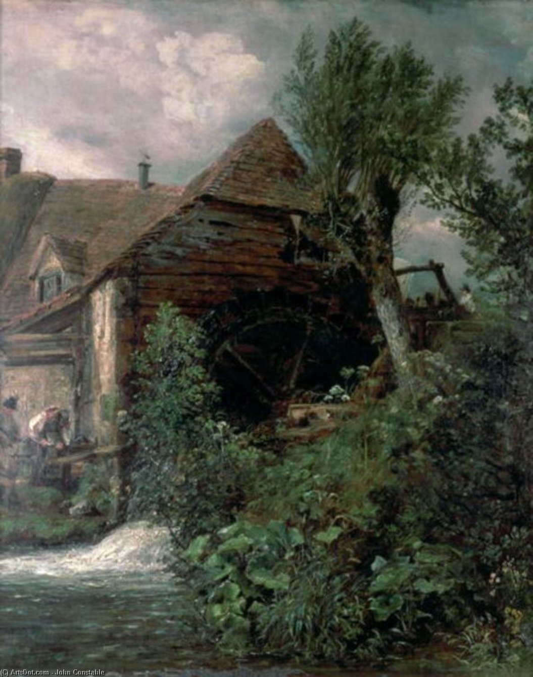 Wikoo.org - موسوعة الفنون الجميلة - اللوحة، العمل الفني John Constable - Watermill at Gillingham, Dorset