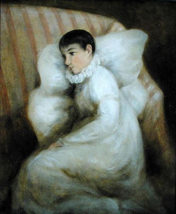 WikiOO.org - Encyclopedia of Fine Arts - Maleri, Artwork John Constable - Young Girl resting on a Sofa