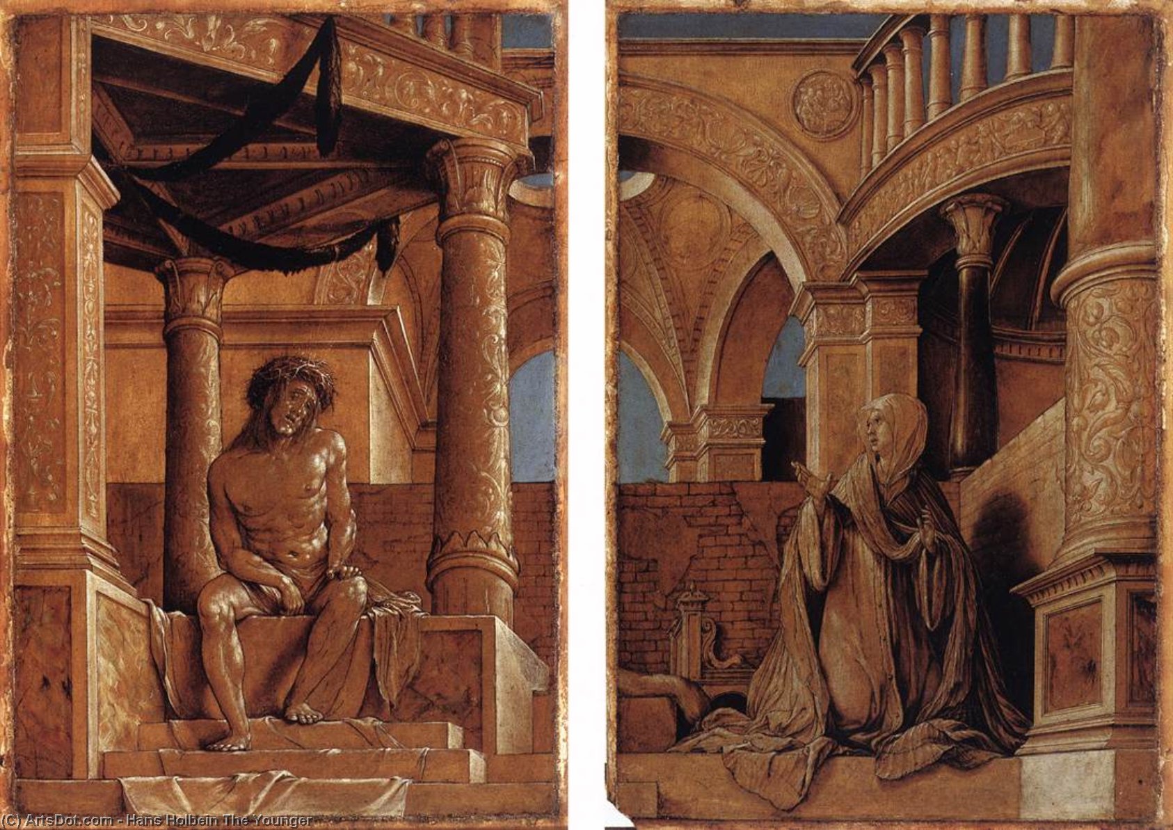 Wikioo.org - The Encyclopedia of Fine Arts - Painting, Artwork by Hans Holbein The Younger - Diptych with Christ and the Mater Dolorosa