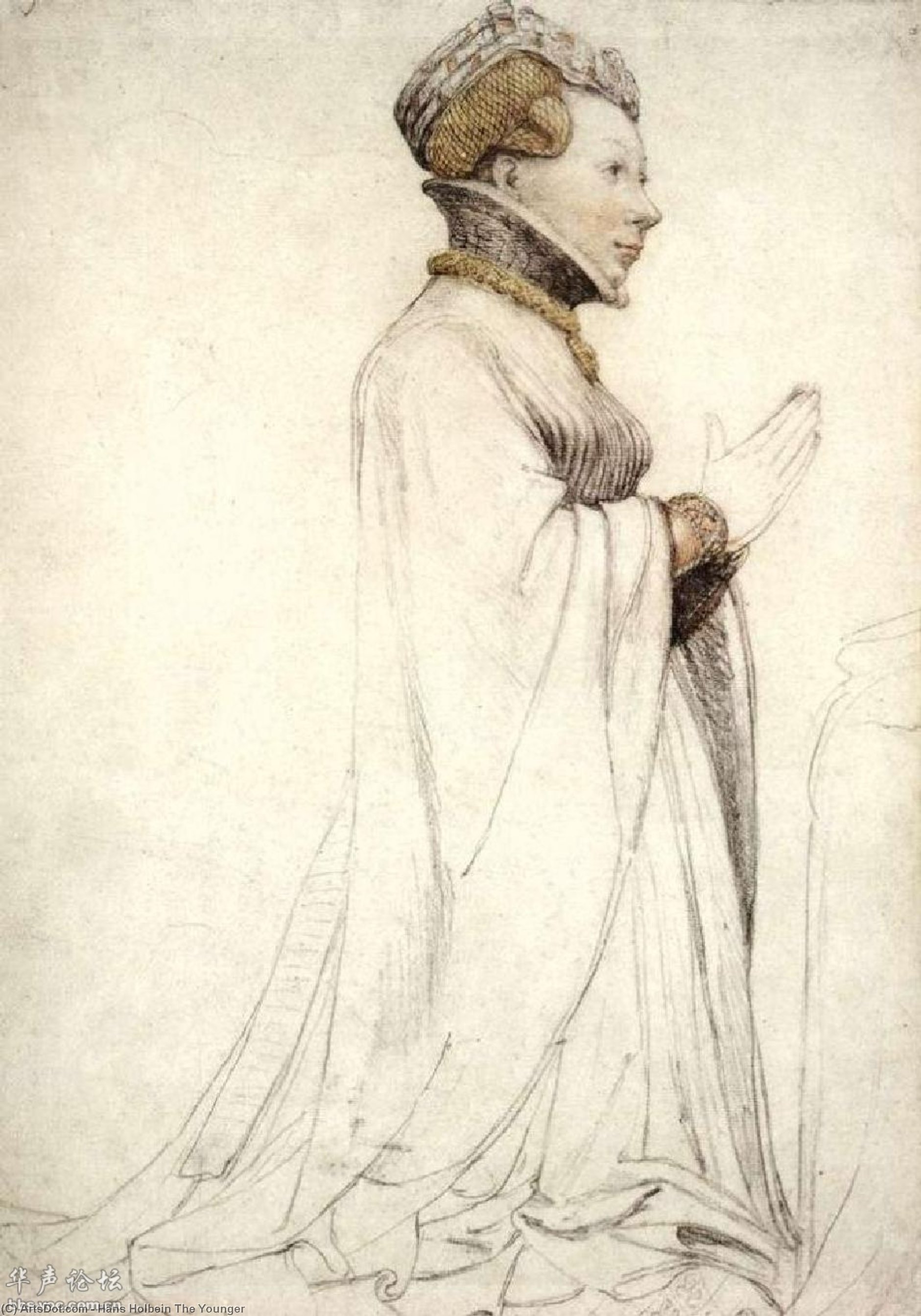 Wikoo.org - موسوعة الفنون الجميلة - اللوحة، العمل الفني Hans Holbein The Younger - Jeanne de Boulogne, Duchess of Berry