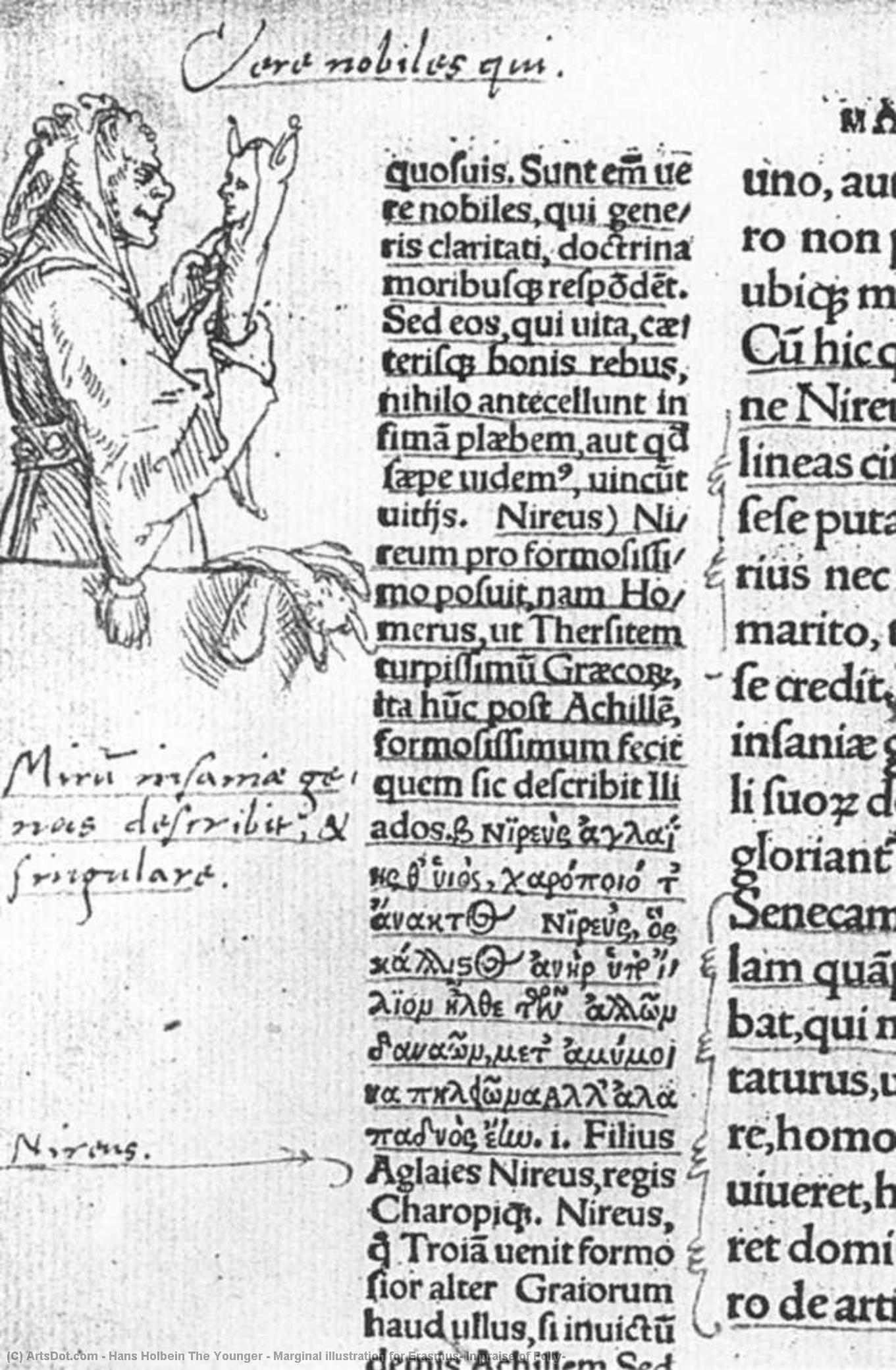 WikiOO.org - Enciclopedia of Fine Arts - Pictura, lucrări de artă Hans Holbein The Younger - Marginal illustration for Erasmus' In praise of Folly'