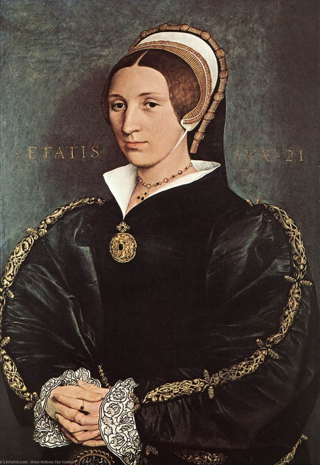 Wikoo.org - موسوعة الفنون الجميلة - اللوحة، العمل الفني Hans Holbein The Younger - Portrait of Catherine Howard