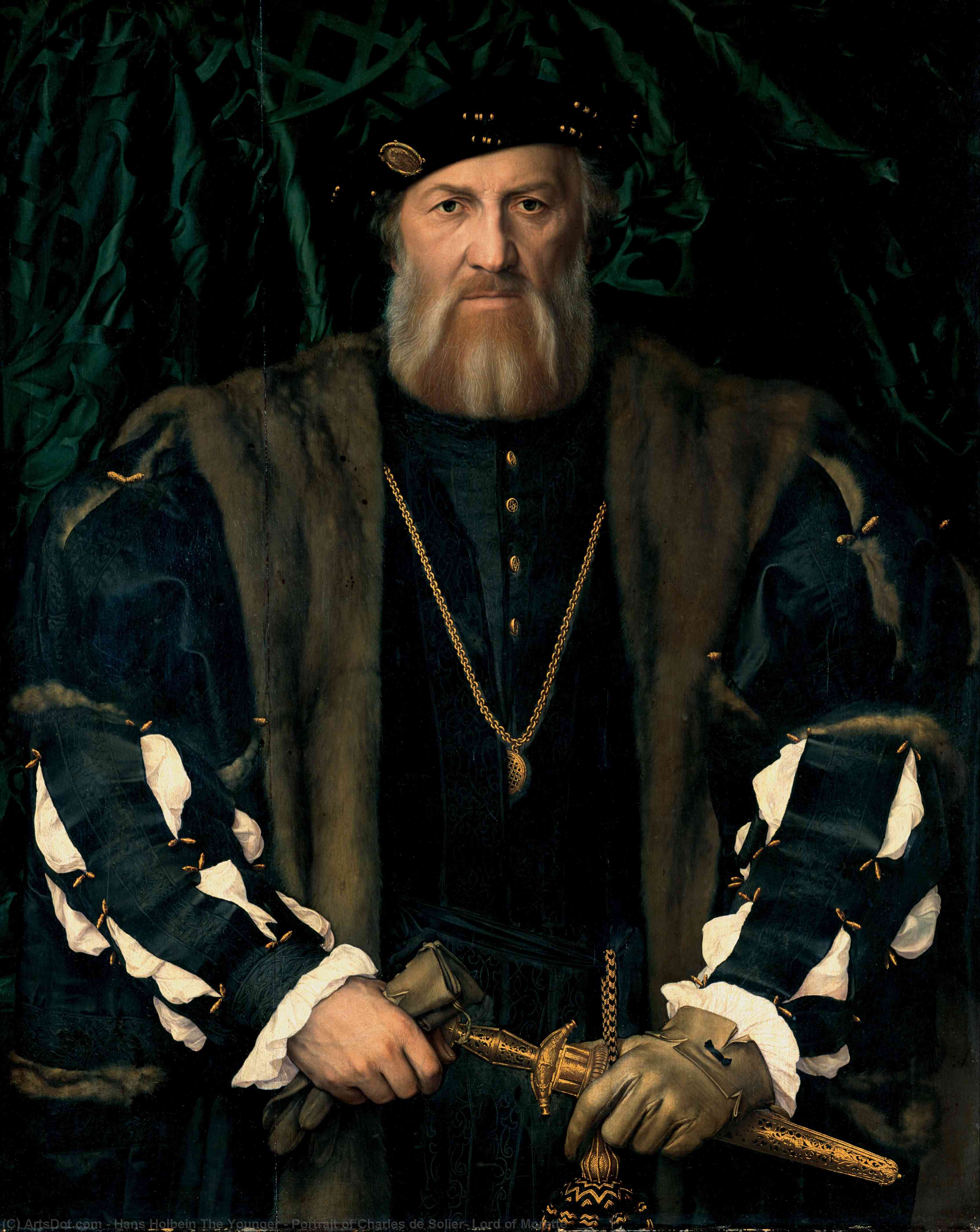 Wikoo.org - موسوعة الفنون الجميلة - اللوحة، العمل الفني Hans Holbein The Younger - Portrait of Charles de Solier, Lord of Morette