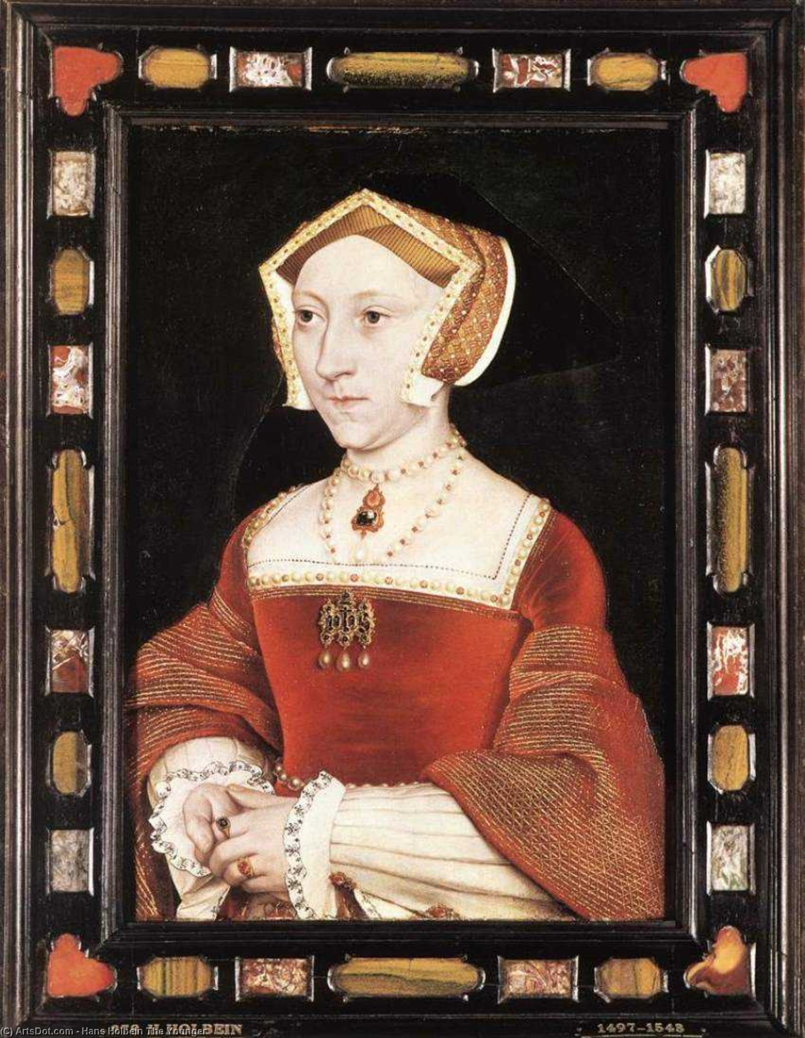 WikiOO.org - Енциклопедия за изящни изкуства - Живопис, Произведения на изкуството Hans Holbein The Younger - Portrait of Jane Seymour